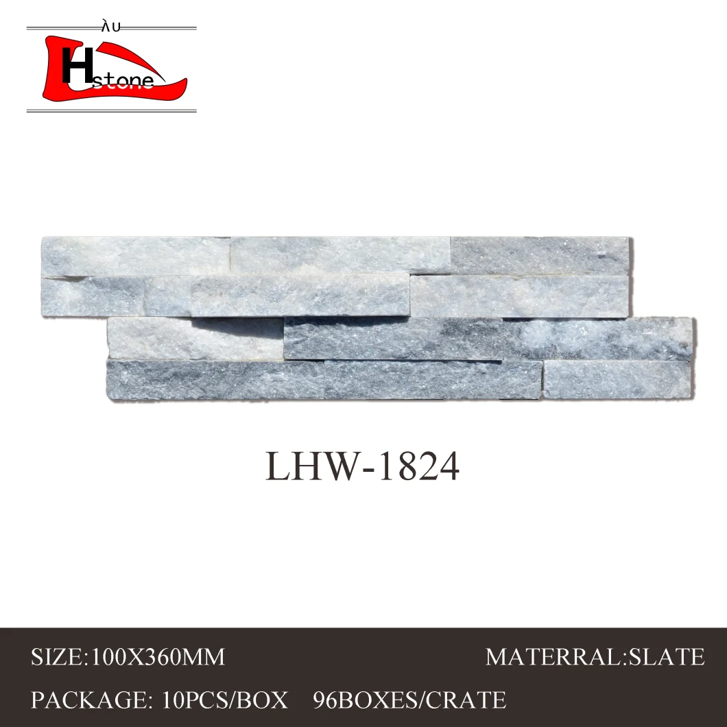 Super Thin Grey Quartz Stacked Ledge Culture Stone for Wall Stone Panel Z/S Shape