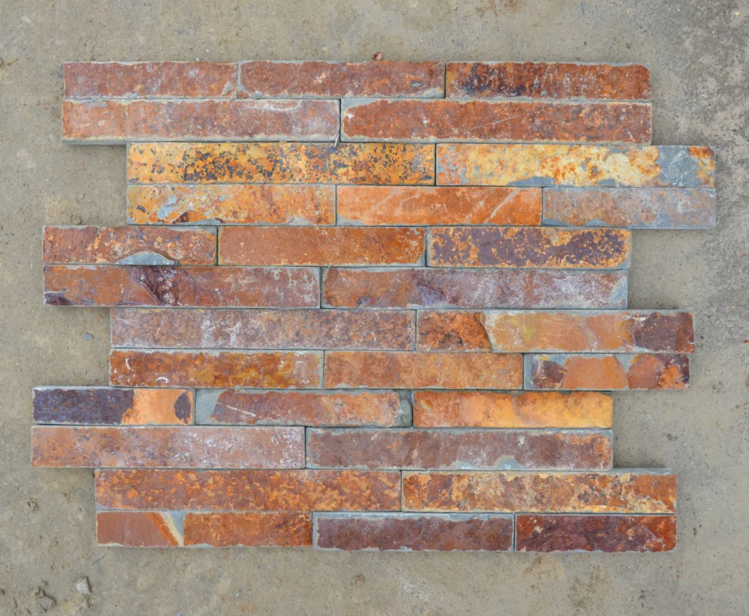Super Thin Rusty Color Stacked Ledge Culture Stone for Wall Stone Panel Z/S Shape