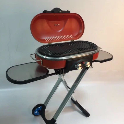Portable 2 Burners Gas Grill with Foldable Legs and Cast Iron Cooking Grid