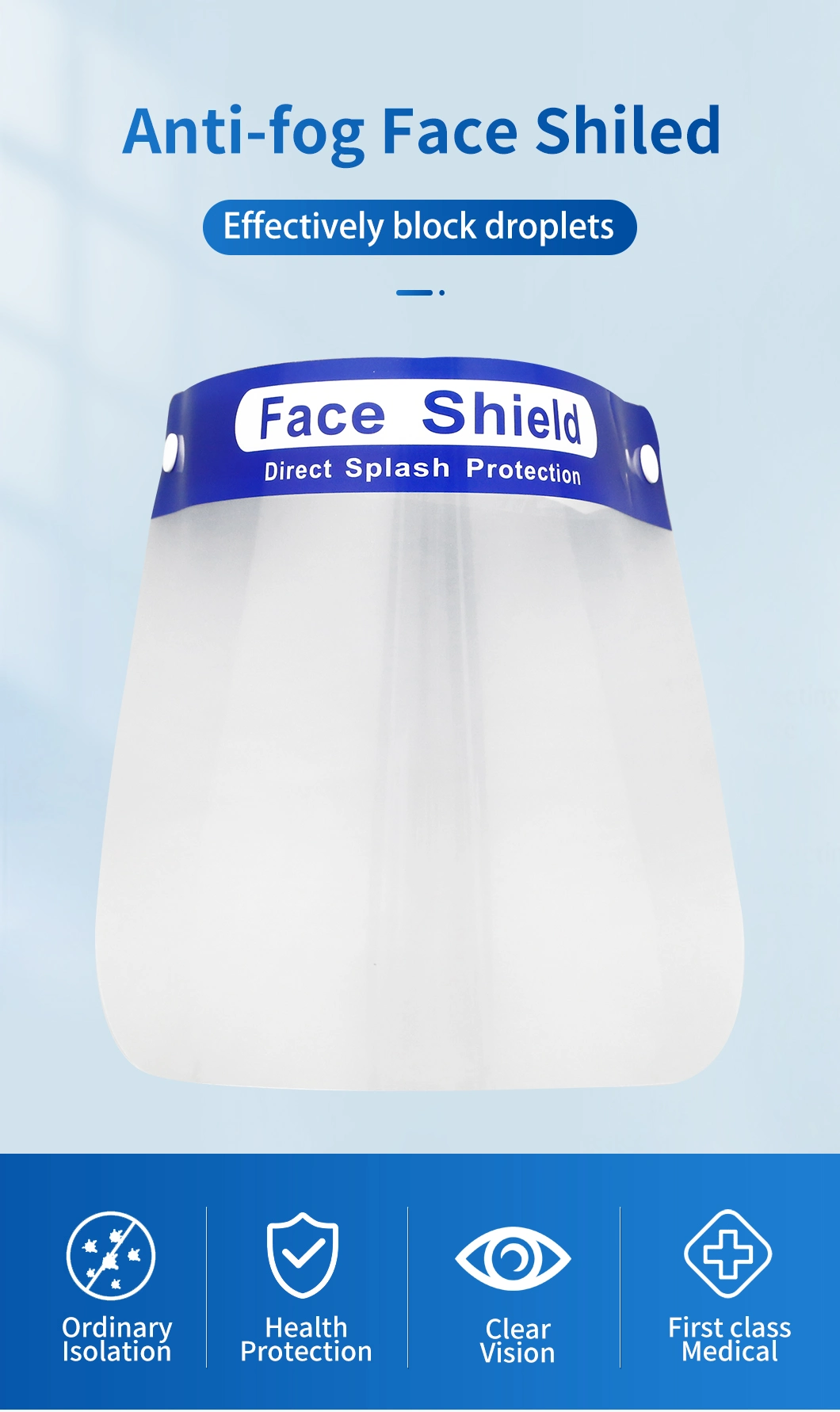 Full Cover Plastic Clear Visors Transparent Protection Eye Visor Face Shield with Glasses