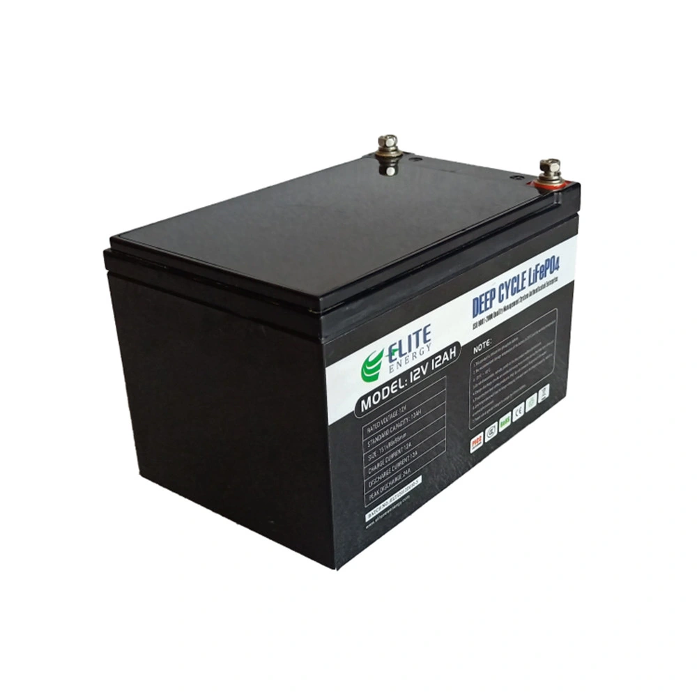 Elite High Quality Rechargeable Lithium Iron Phosphate 12V 12ah LiFePO4 Battery with ABS Case