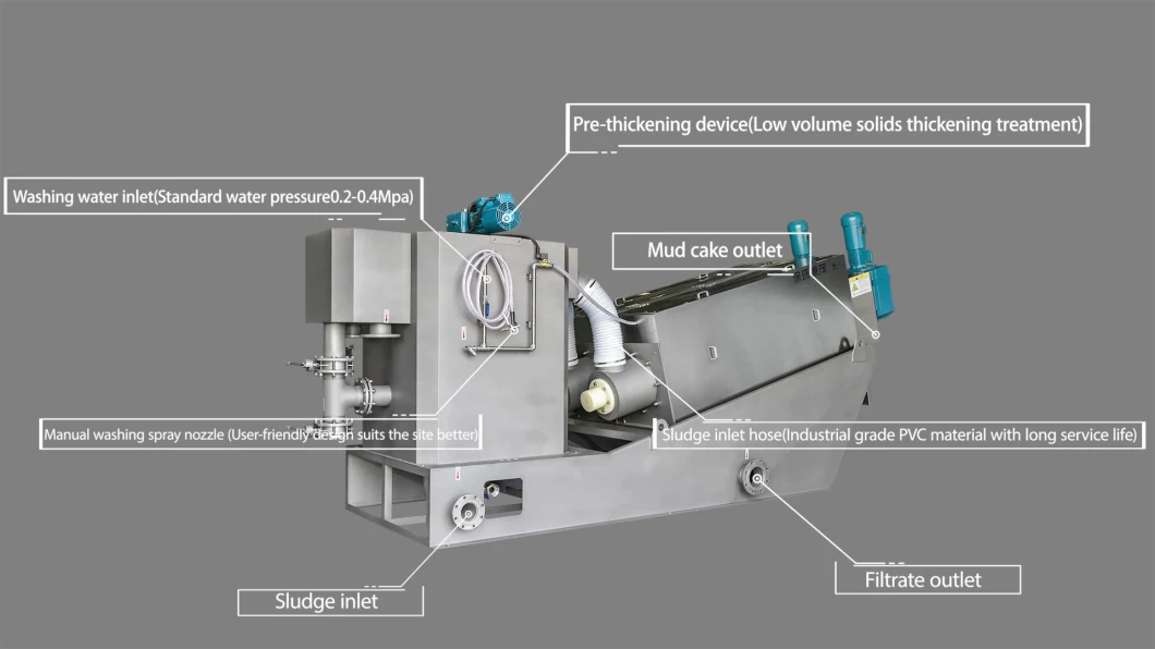Multi-Disc Animal Manure Treatment Screw Press Sludge Dewatering Machine
