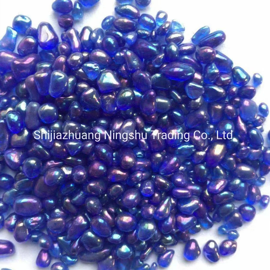Colorful Iridescent Green Glass Pebbles for Glass Stones Mosaic Paving