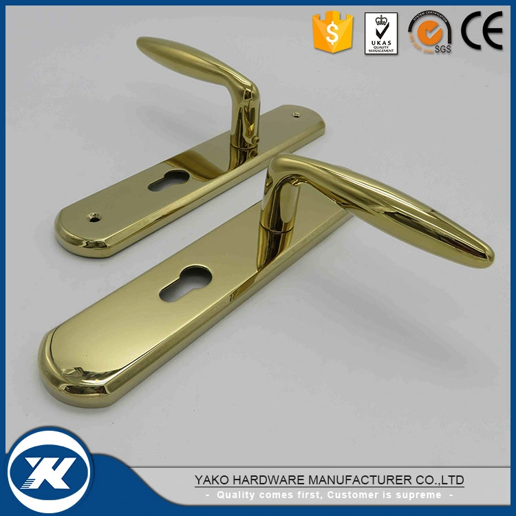 PVD Golden Plated SUS304 Tube Lever Handle on Long Oval Plate