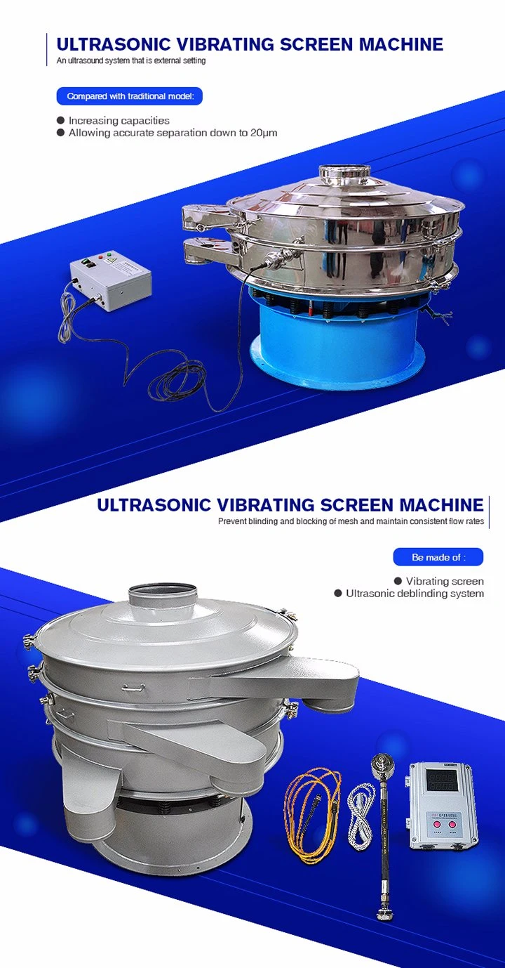 High Efficiency Industry Iron Powder Rotary Round Ultrasonic Vibrating Screen Separating Equipment for Fine Materials