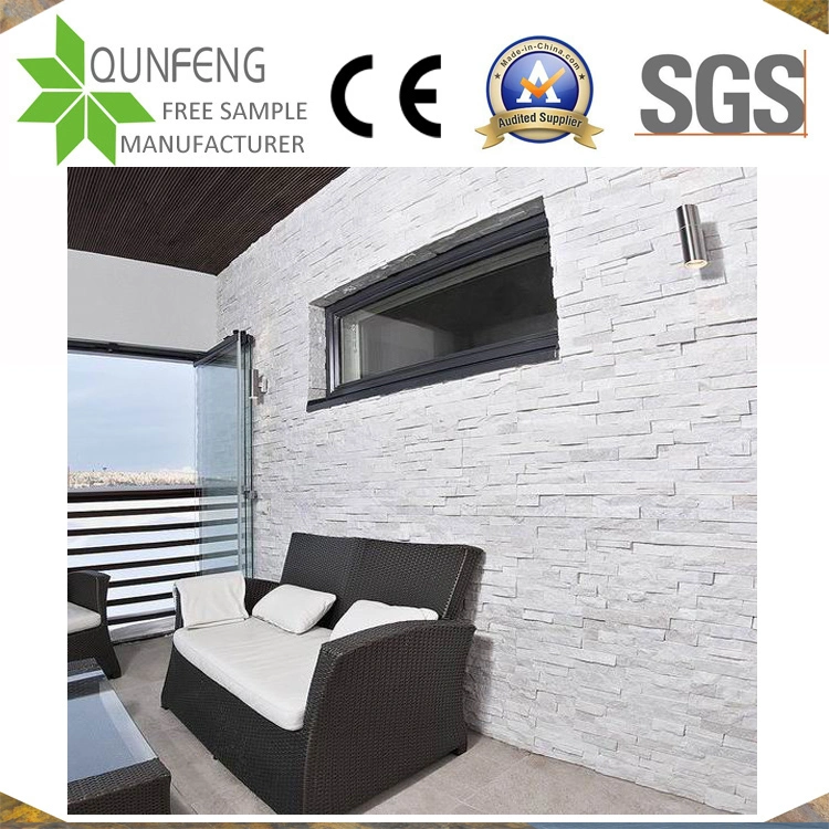 Natural White Stacked Stone Cladding Panel China Quartzite Wall Decoration