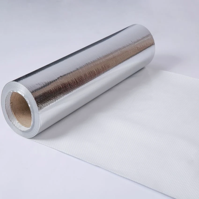 Aluminum Foil Fireproof Fabric Reflective Radiant Single Side Aluminum Foil Woven Fabric Foil