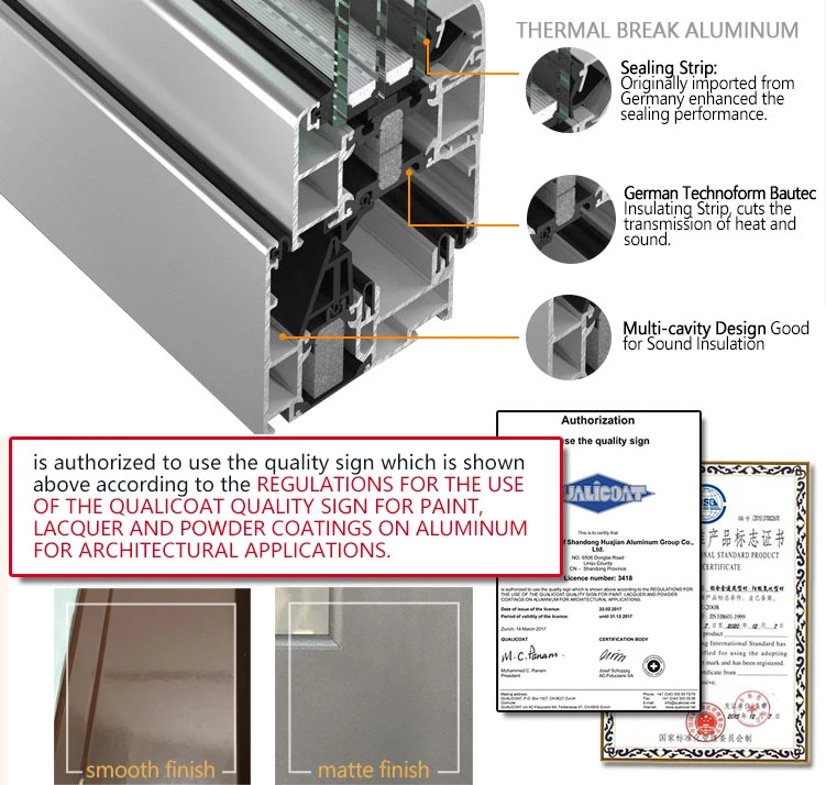 Waterproof Patio Thermal Break Aluminum Glass Folding Door