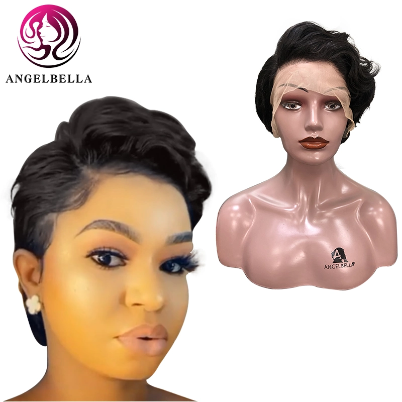 Angelbella Lace Front Human Hair Short Lace Wigs 150 Density Natural Black Brazilian Short Remy Hair Lace Front Wig for Women Human Hair