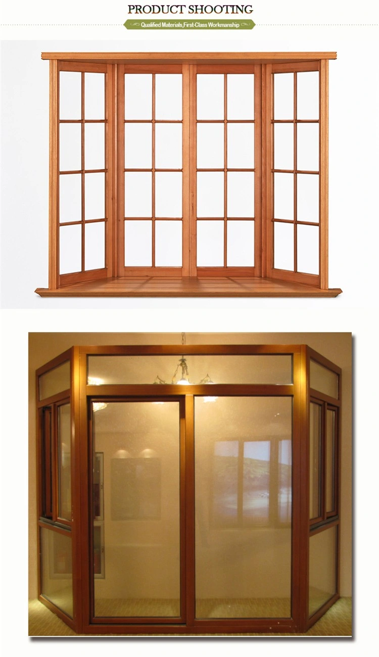 Thermal Break Aluminum Bay & Bow Window, Solid Wood Specialty Window Grille Design Double Tempered Glass Window