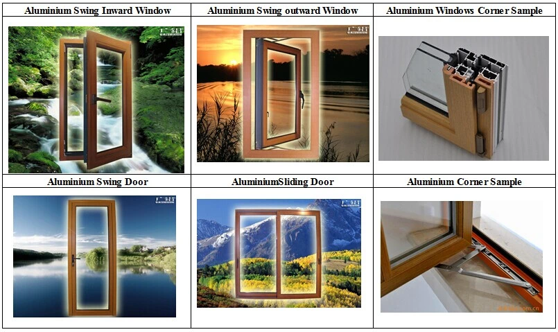 Wood Color Aluminium Double Glazed Windows for Tilt and Turn Aluminium Window