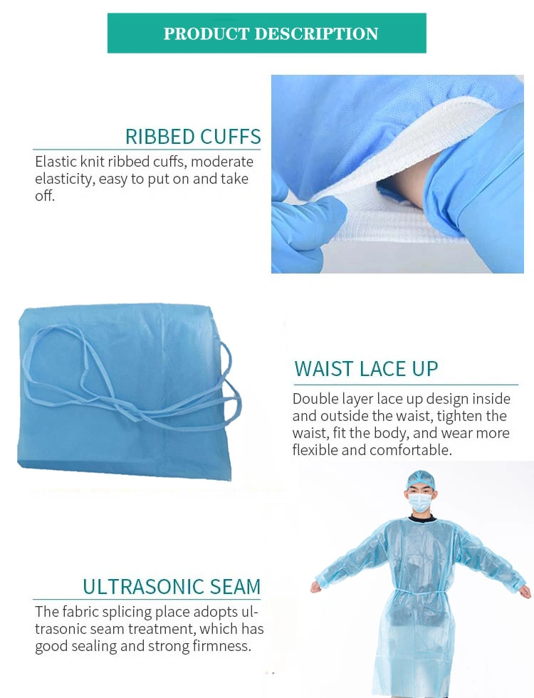 SMS Doctor Surgical and Operation Clothing Disposable PP+PE SMS Waterproof Medical Protective Film Surgical Gown