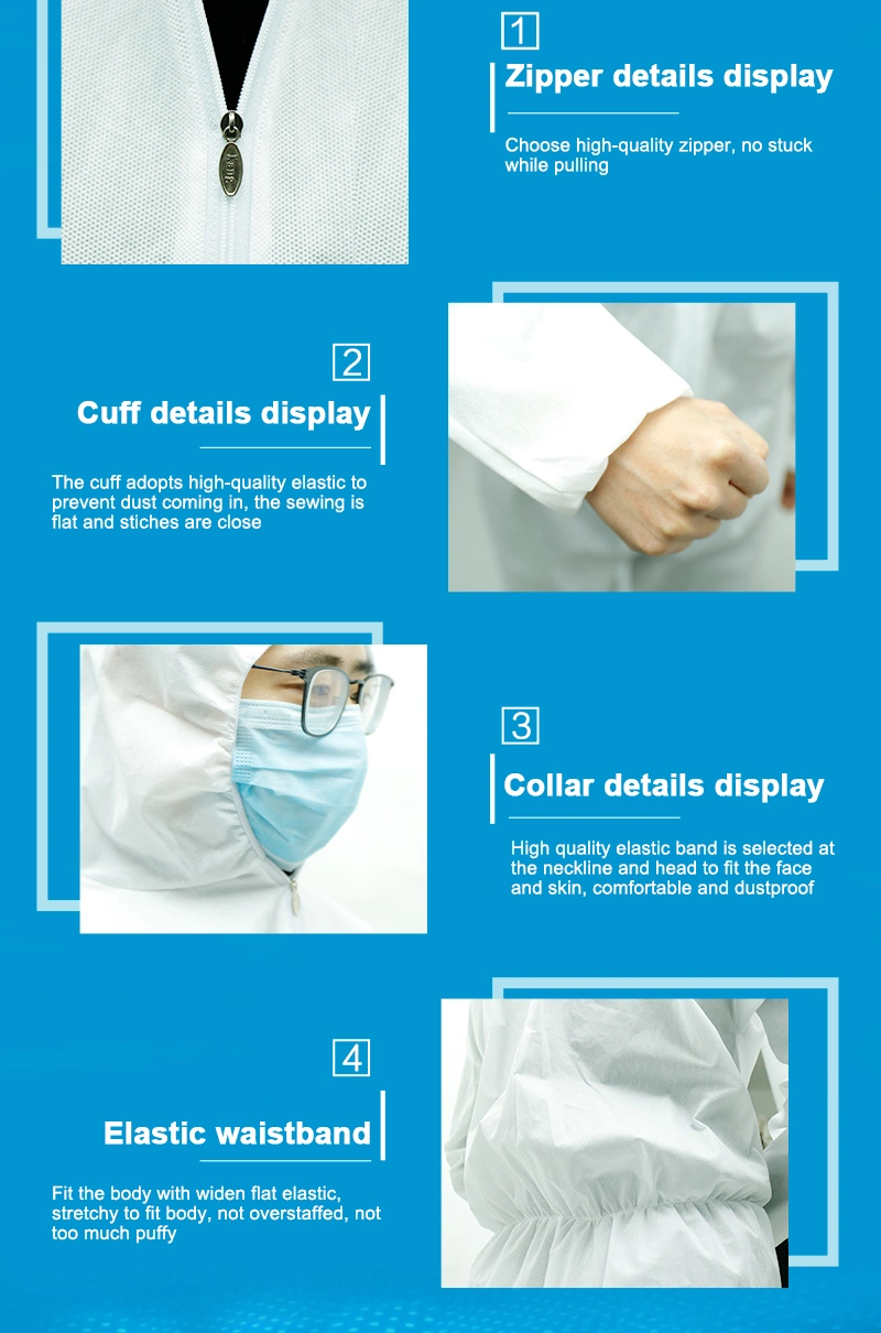 Safety CPE Protective Clothing Blue Waterproof Protective Surgical Medical Gowns