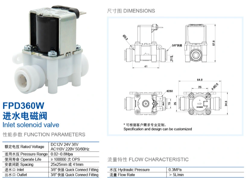 Normally Colse Solenoid Valve Meishuo Fpd360W 3/8'' Water Inlet Valve Plastic Valve Water Valve