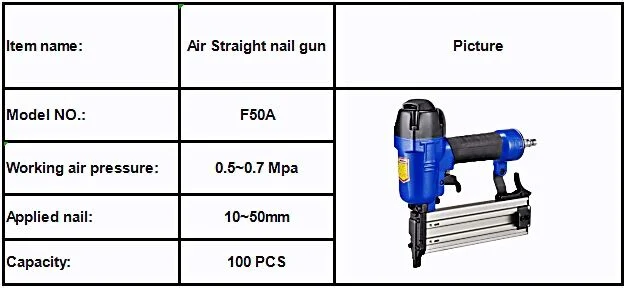 Sali F50A 0.5-0.7MPa Air Straight Air Tools Air Nailer Gun