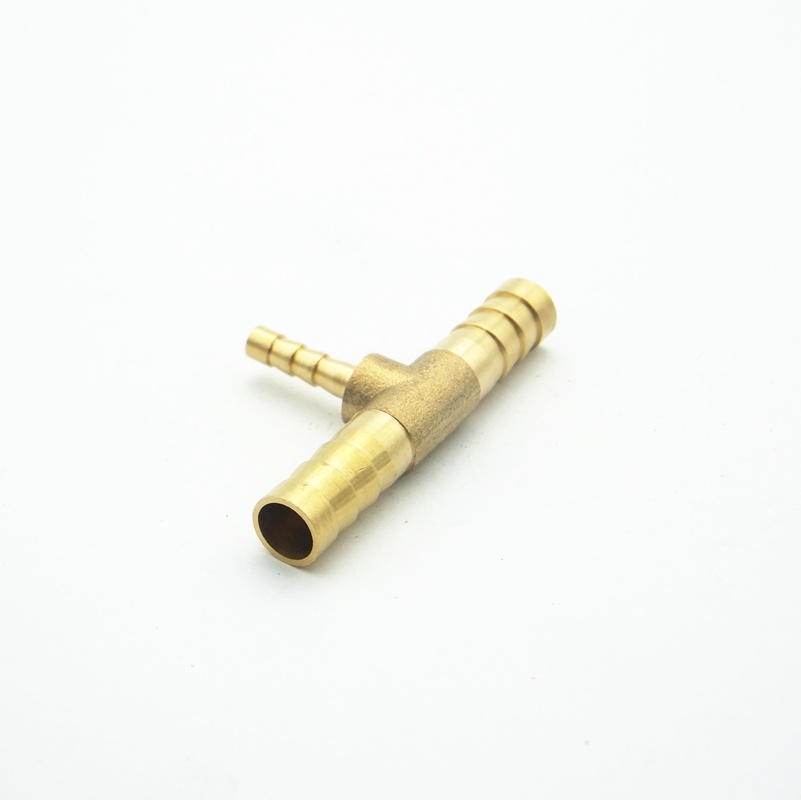8mm Hose Barb X 4mm Hose Barb X 8mm Hose Barb Tee Brass Barbed Tube Pipe Fitting Coupler Connector Adapter for Fuel Gas Water
