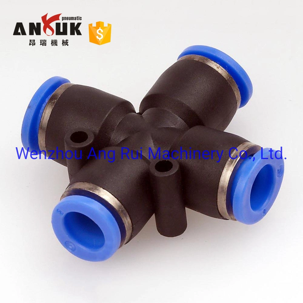 Pza Pipe Joints Pneumatic Fittings 4 Four Way Tube Connectors Quick Fittings