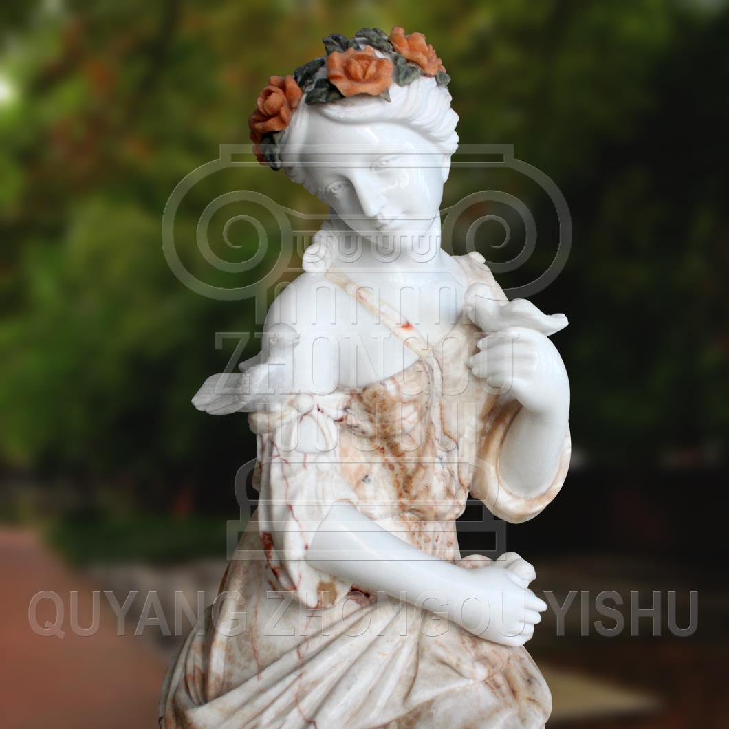 Garden Ornament Lady Sculpture Marble Stone Carving Female Statue