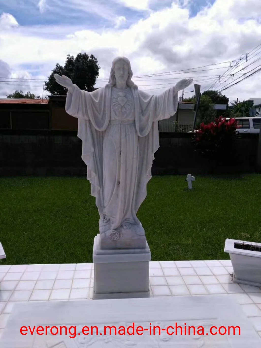Outdoor Religious White Marble Jesus Sculpture Stone Jesus Statue for Garden Decoration
