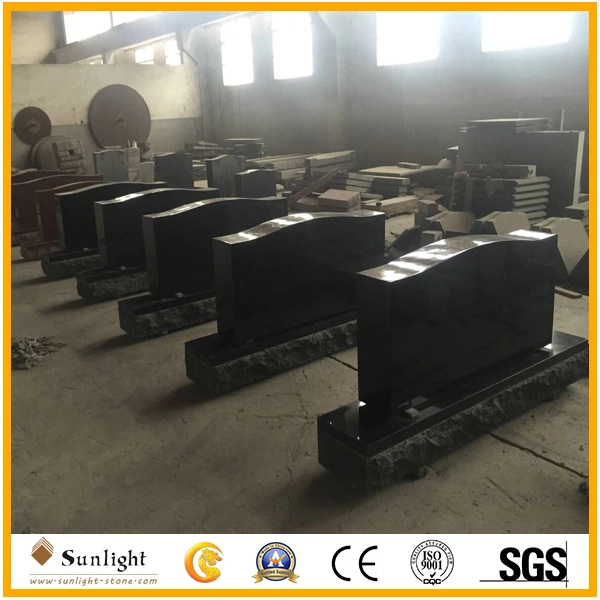 European Style Black Color, South Africa Black Granite Monument for Cemetery
