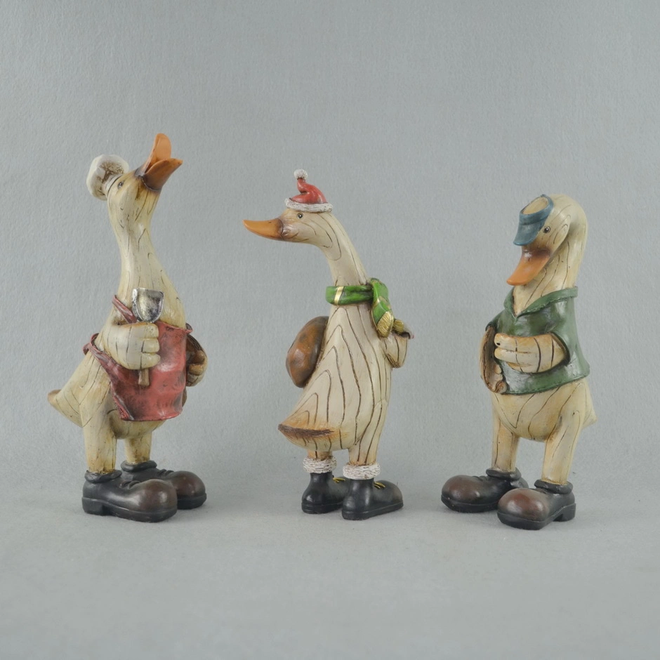 Polyresin Crafts Cheap Fairy Figurines Motion Sensor Duck Polyresin Statues