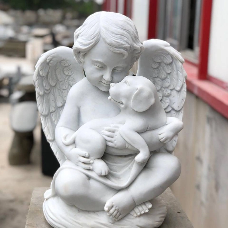 Garden Outdoor Hand Carved Granite Marble Statue Angels Statues for Cemeteries Angel