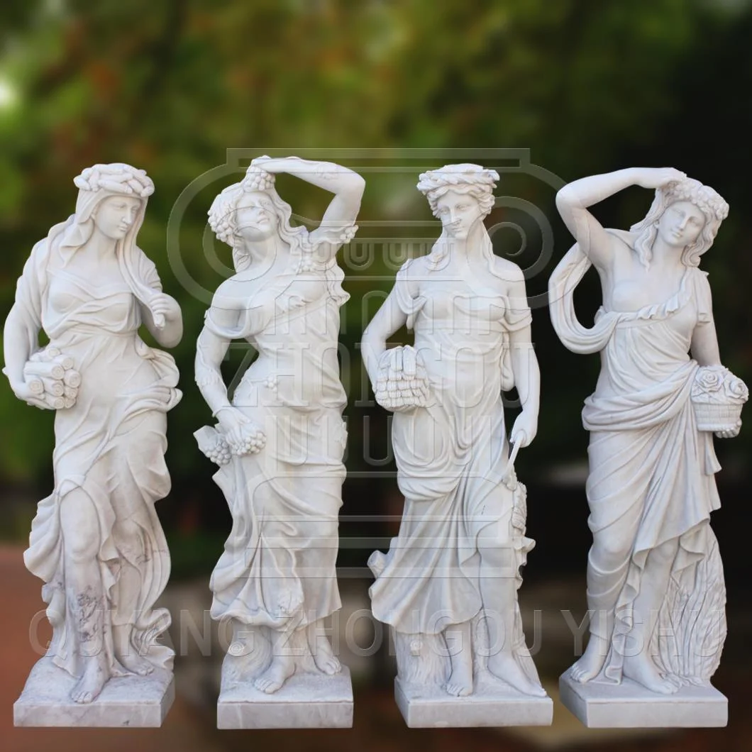Four Season God White Marble Stone Carving Statue Garden Decoration Sculpture