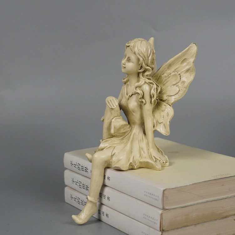 Garden Decor Small Size 2 Ass Fairy Sitting Resin Angel Figurines