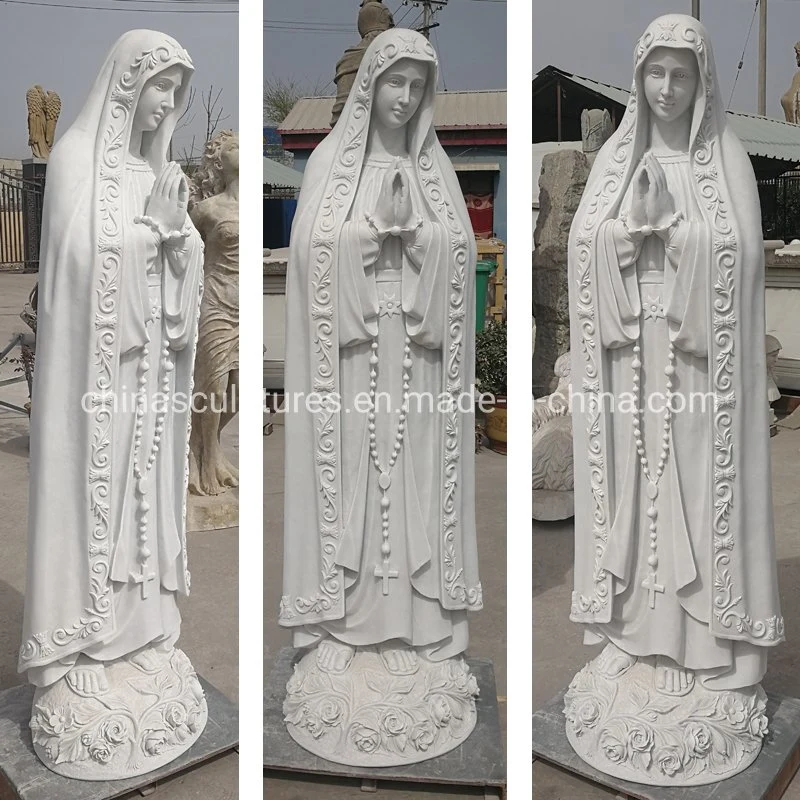 Hand Carved White Marble Virgin Mary Statues for Sale