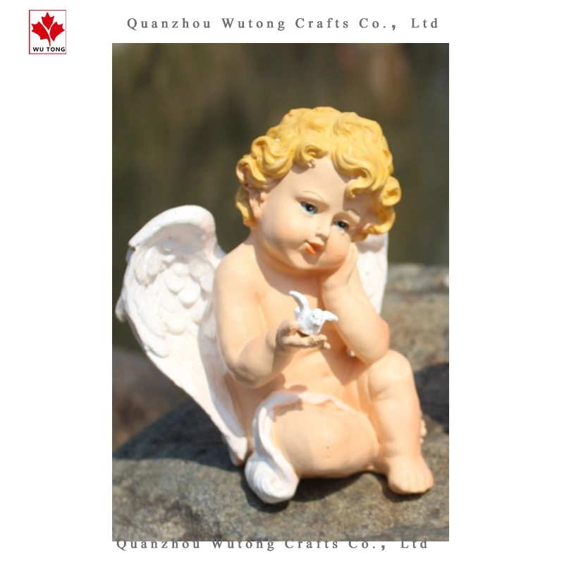 Wholesale Resin White Angel Figurines Sitting on Book Home Decoration