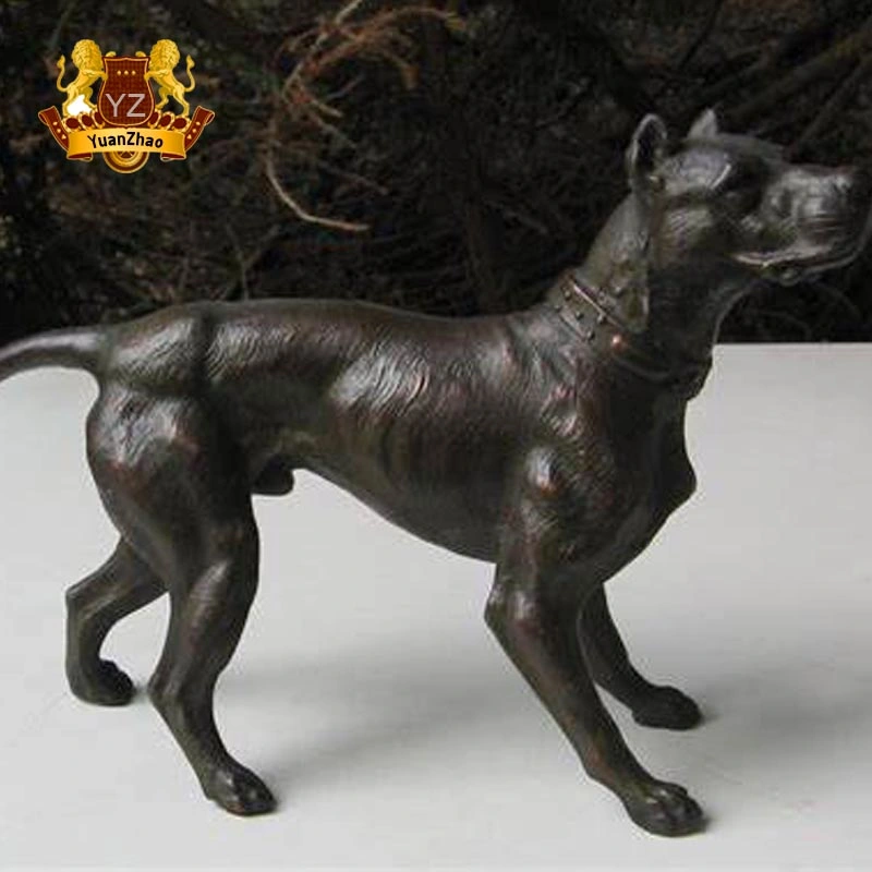 Lifelike Life Size Bronze Animals Great Dane Dogs Statues Sculpture for Christmas Festival Decoration