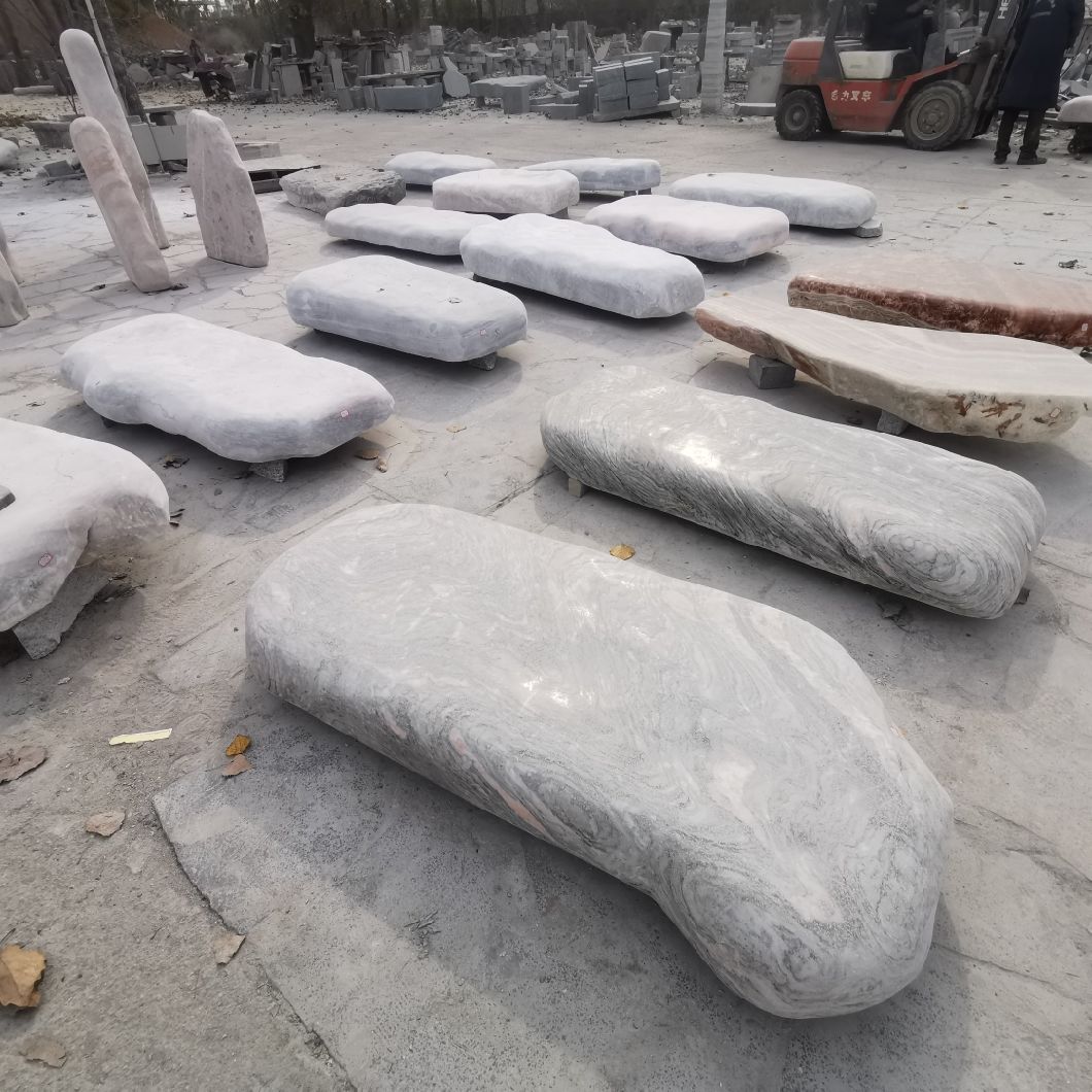 Natural Edges and Polished Surface Lying Stone Marble Tombstones