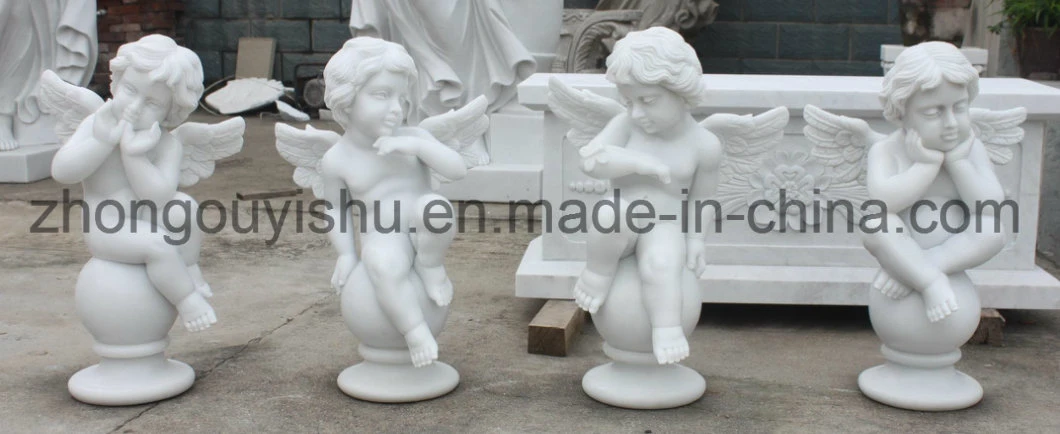 White Marble Statues Sculptures of Four Seasons, The Four Cherubs, Little Angel
