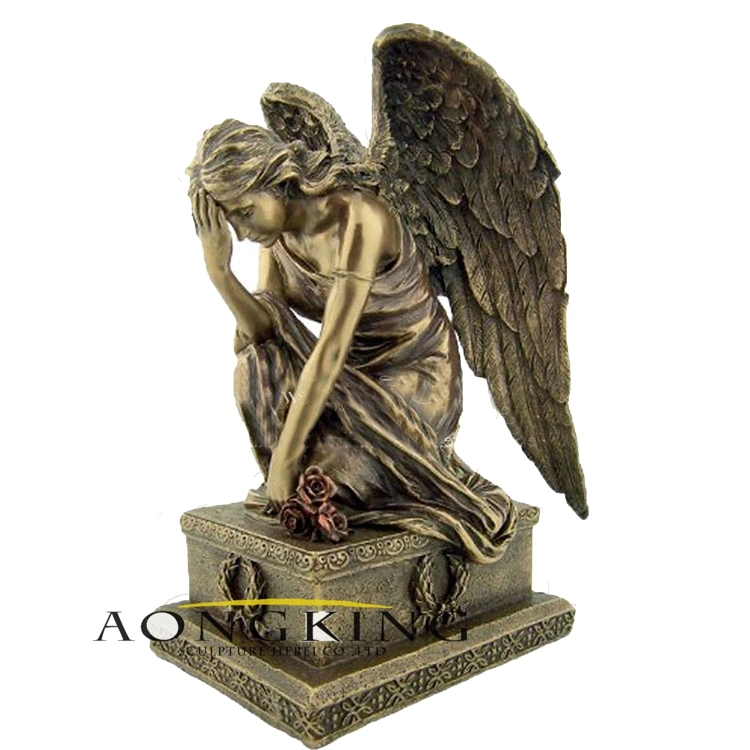High Quality Golden Weeping Angel Bronze Statue