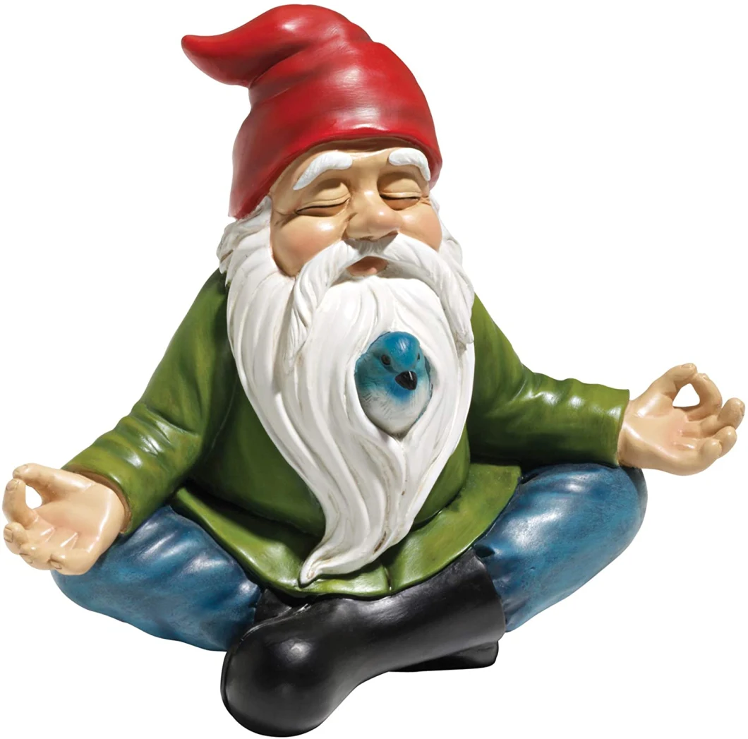 Lovely Resin Garden Gnome Figurine Garden Statues with Solar Light for Yard Outdoor Garden Decor