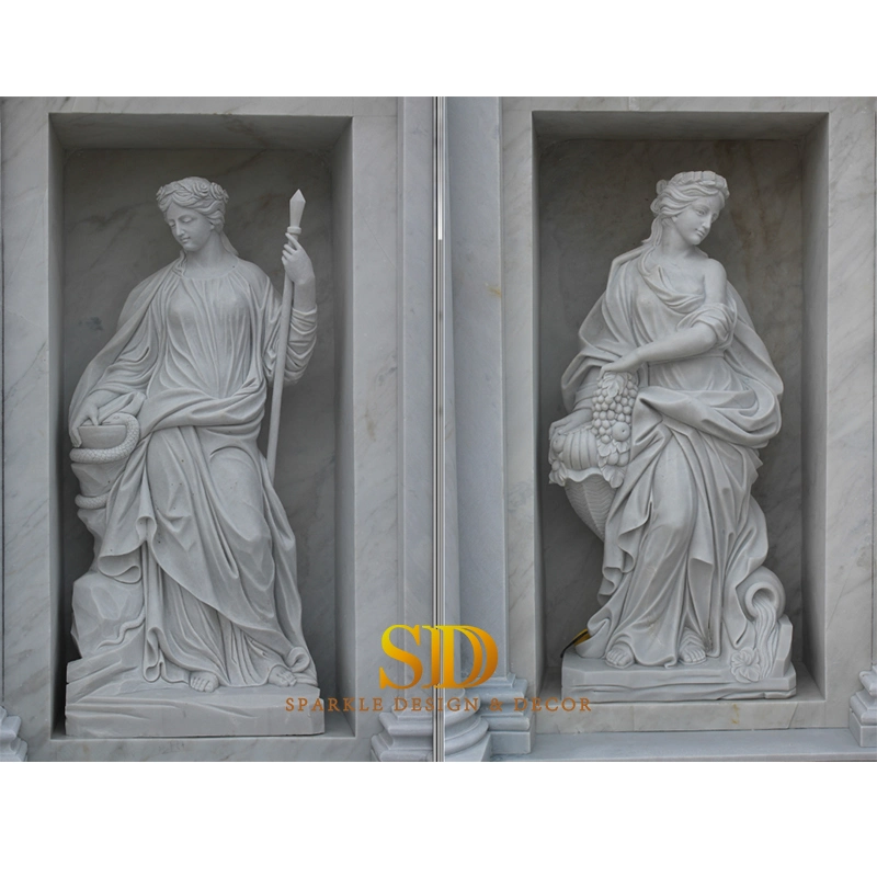 Famous Four Seasons Hand Carved White Color Statue Garden Marble Statues for Private Villa