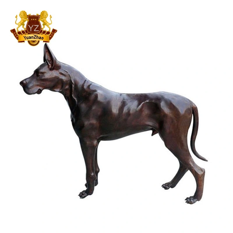 Lifelike Life Size Bronze Animals Great Dane Dogs Statues Sculpture for Christmas Festival Decoration