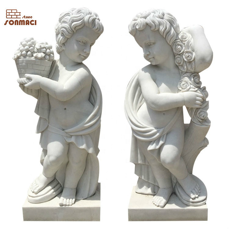 Marble Carving Boy Angel Statue for Sale