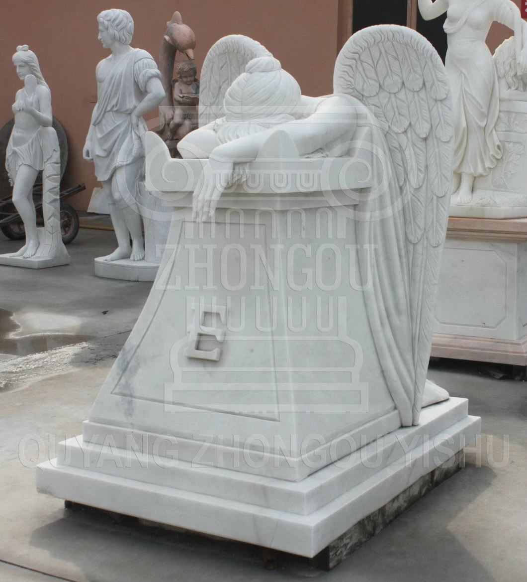 Angel Sculpture Monument, Marble Stone Statue of Weeping Angel