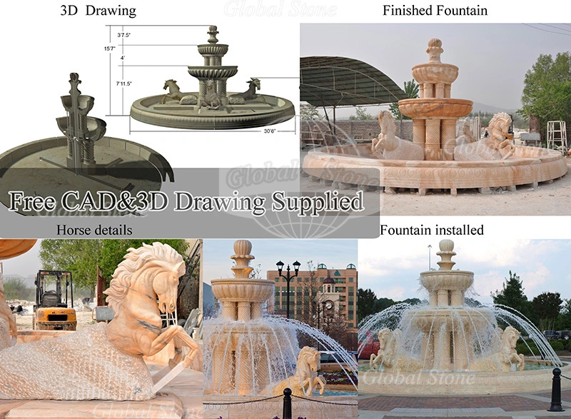 Large Outdoor Marble Sculptures Carving Water Fountain (GSF-521)