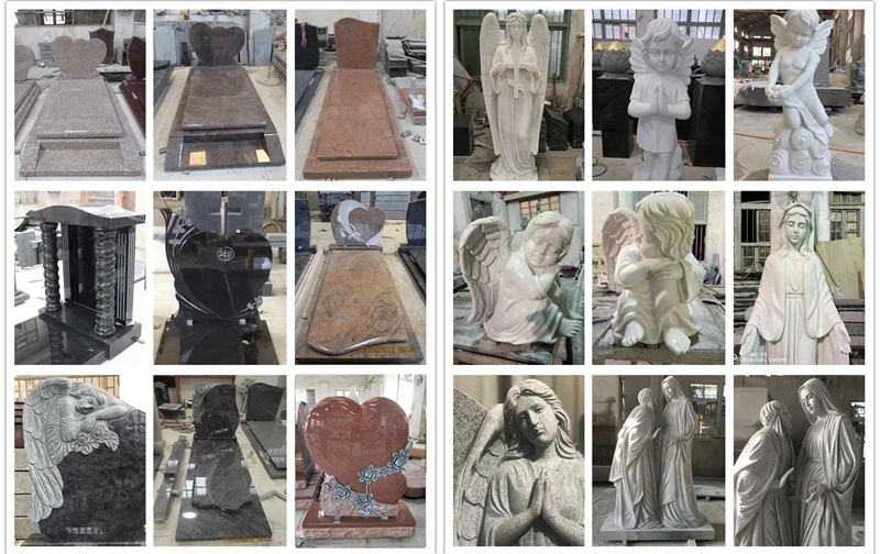 Aurora Granite Headstone Memorials with Engraving Angels