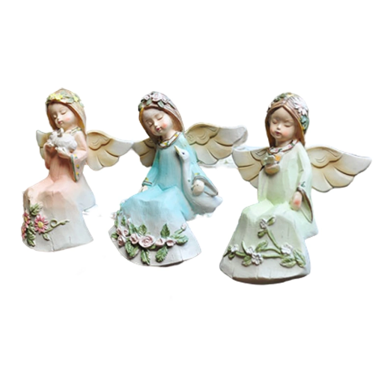 Angel Resin Statue Spring Summer Ornament Figurine Polystone Doll for Home and Outdoor Garden Angels