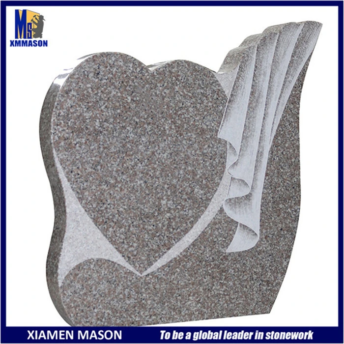 Low Price Unique Heart Shape Pink Granite Monument Slab