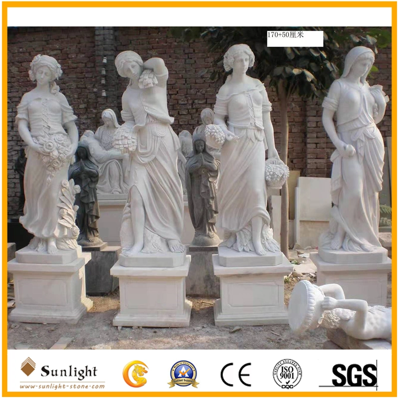 Decorative Outdoor Garden Four Seasons Statues with Yellow/Brown Sandstone Stone Marble