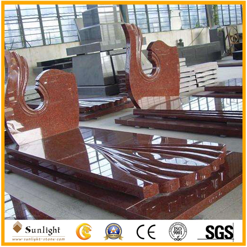 Polished China Headstone Factory Imperial Red Granite Memorial Stone Headstone