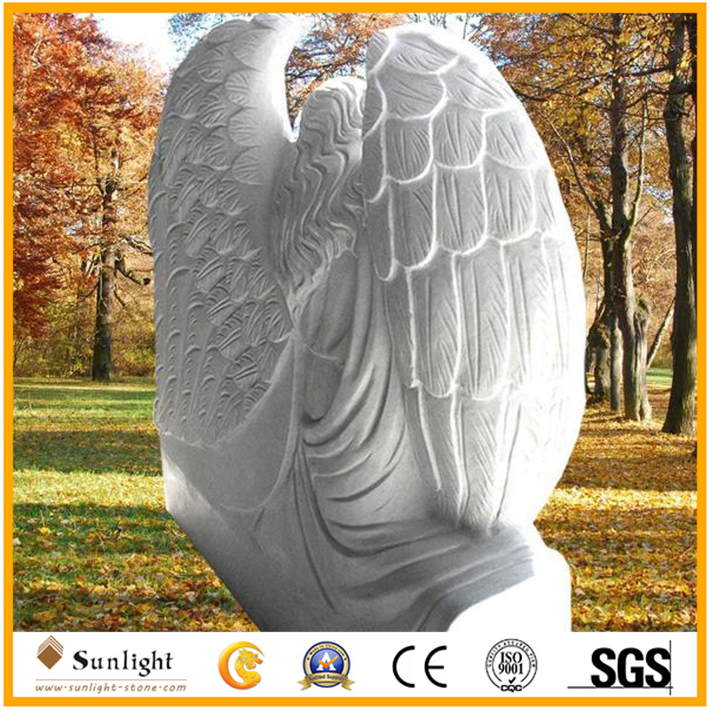 Black White Angel Headstones Granite Marble Angel Heart Black Granite Stone Headstone for Tombstone/Monument/Gravestone