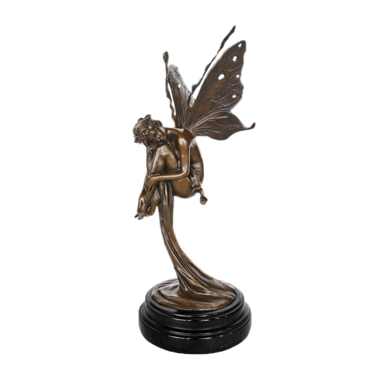 Butterfly Fairy Bronze Statues Sculptures Marble Base Metal Figurine