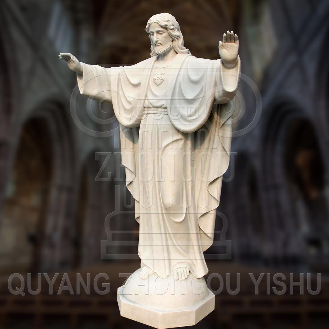 Marble Statue of Jesus, Religious Sculpture Garden Decoration