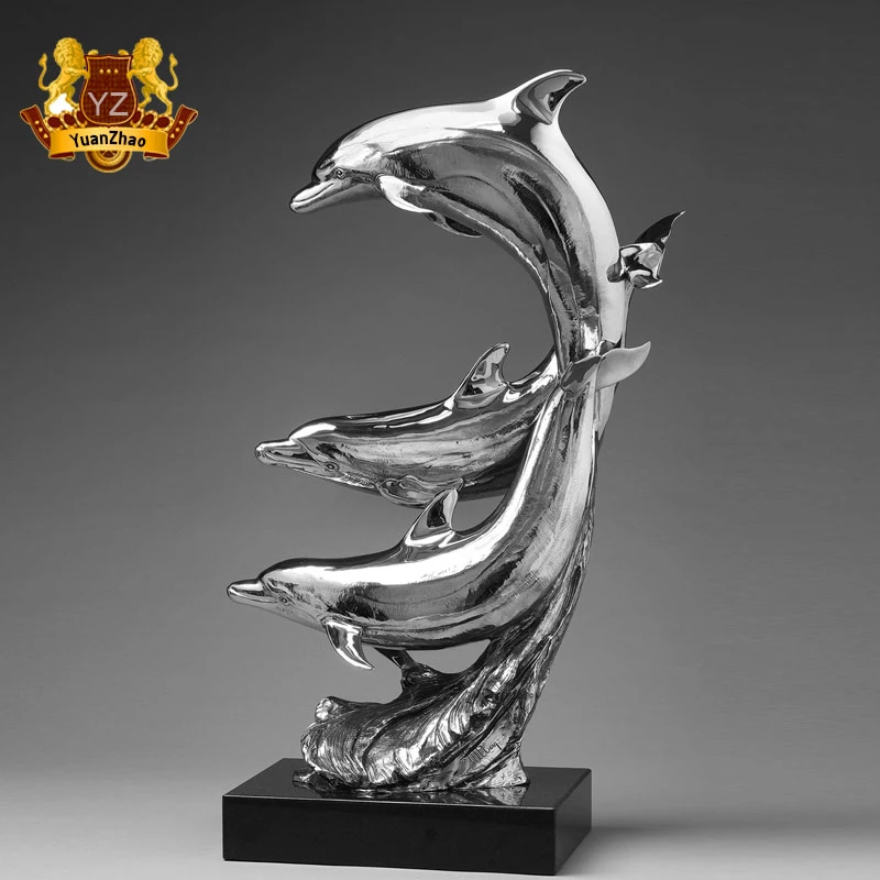 Customized Stainless Steel Dolphin Outdoor Statues Large Metal Sculpture