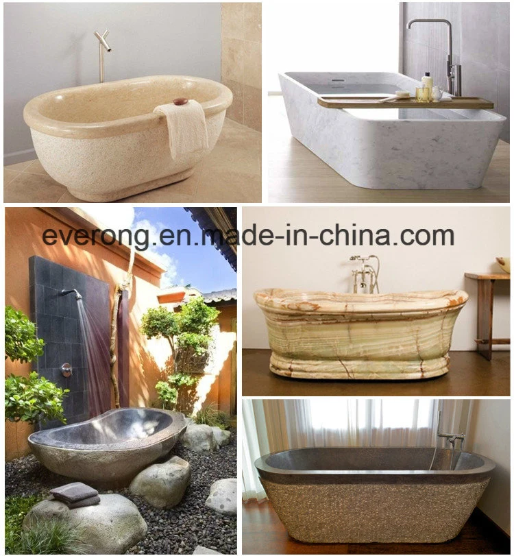 Natural Antique Hand Carving Marble Bathtubs with Woman Figure Statues